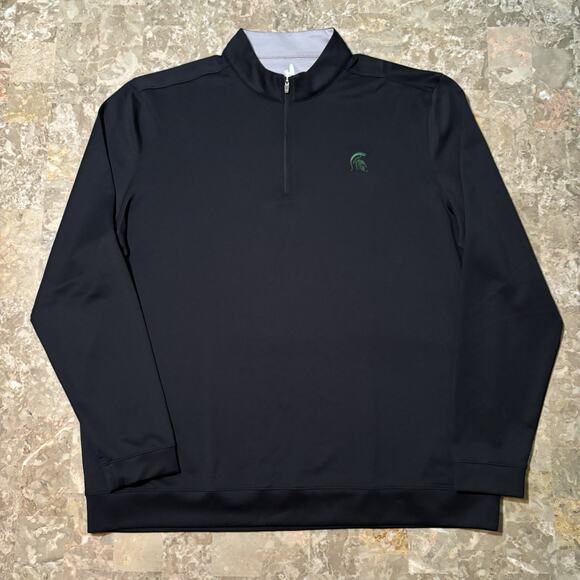 Johnnie O Sweatshirt Mens 2XL Black Quarter Zip Long Sleeve Michigan State Golf - Picture 2 of 8